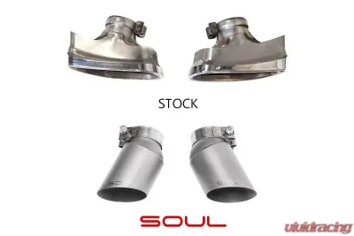 Soul Performance GT2 Style Bolt-On Exhaust Brushed Tips Porsche 997.2 Turbo 2010-2012 - POR.9972T.SLTBR