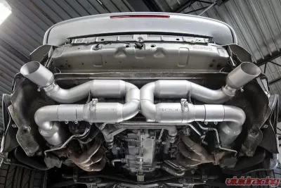 Soul Performance Sport X-Pipe Exhaust System with Sport Catalytic Converters GT2 Style Single Wall Satin Tips Porsche 997.1 Turbo 2006-2009 - POR.997T.XES.SLT