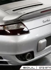 Soul Performance Sport X-Pipe Exhaust System with Sport Catalytic Converters GT2 Style Single Wall Satin Tips Porsche 997.1 Turbo 2006-2009                                     - POR.997T.XES.SLT - Image 4