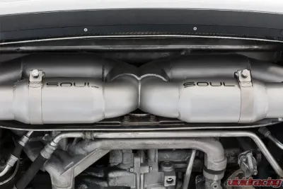 Soul Performance Sport X-Pipe Exhaust System with Sport Catalytic Converters GT2 Style Single Wall Satin Tips Porsche 997.1 Turbo 2006-2009 - POR.997T.XES.SLT