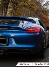 Soul Performance Performance Exhaust System Slash Cut Single Wall Satin Tips  Porsche 981 GT4 | Spyder 2015-2016                                     - POR.GT4.ESX.SLT - Image 5