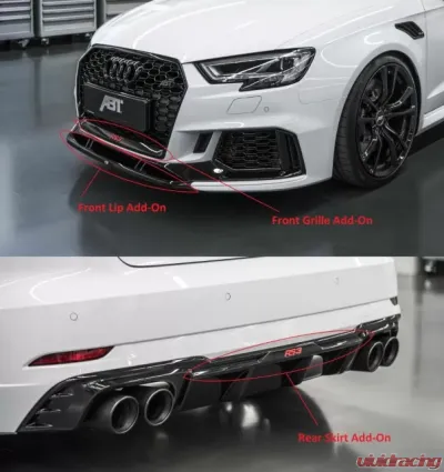 ABT Glossy Black Front Lip Add-on Audi RS3 Sedan | Sportback 2018-2020 - 8V078023210