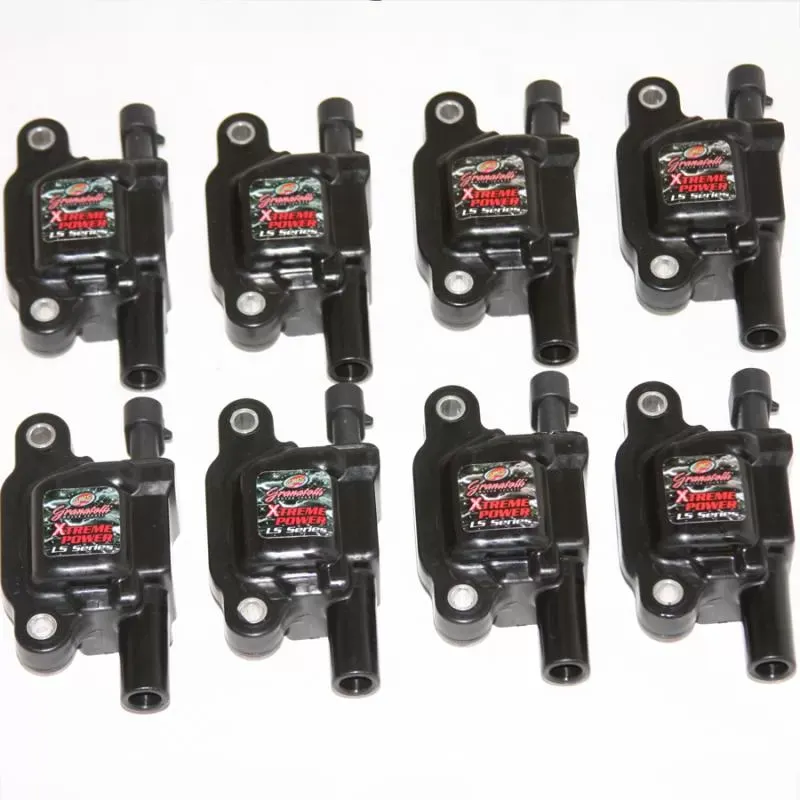 Granatelli Motorsports GM LS Series Hi-Perf Coil Cars 80KV Black Body (Set of 8) - 28-0513-CP