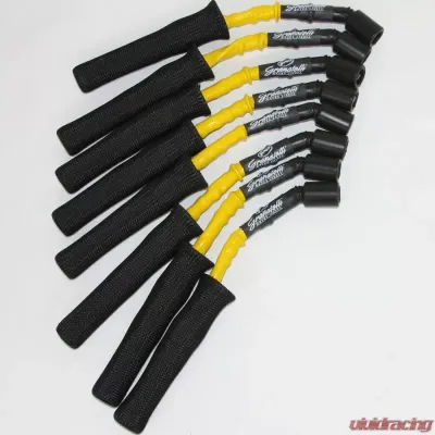Granatelli Motorsports Hi-Perf C-N-P Ignition Wire Connector Kit w/ Yellow High Temp Silicone Jacketing and Black Fire Sleeve - 28-1545HTYB