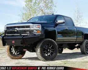 Fab Fours 09-14 Ford F-150 Black Steel Elite Full Grill Guard Front Bumper w/Tow Hooks Bare