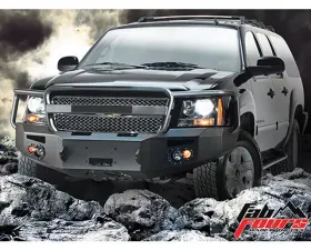 Fab Fours 14-18 Tundra Black Steel Elite Pre-Runner Front Bumper Guard Front Bumper w/Tow Hooks Bare