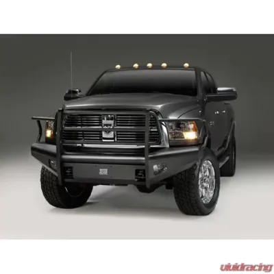 Fab Fours 09-12 Dodge 1500 Black Steel Full Gril Guard Front Bumper Bare w/Tow Hooks Bare - DR09-K2460-1