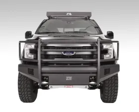 Fab Fours 09-14 Ford F-150 Black Steel Elite Full Grill Guard Front Bumper w/Tow Hooks
