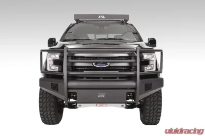 Fab Fours 09-14 Ford F-150 Black Steel Elite Full Grill Guard Front Bumper w/Tow Hooks - FF09-R1960-1