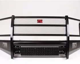 Fab Fours 15-17 Ford F-150 Black Steel Full Grill Guard Front Bumper w/Tow Hooks Bare