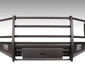 Fab Fours 15-17 Ford F-150 Black Steel Elite Full Grill Guard Front Bumper w/Tow Hooks Bare