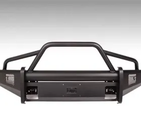 Fab Fours 15-17 Ford F-150 Black Steel Elite Pre-Runner Front Bumper Guard Front Bumper w/Tow Hooks Bare