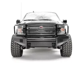 Fab Fours 2018-2022 Ford F-150 Black Steel Full Grill Guard Front Bumper w/Tow Hooks