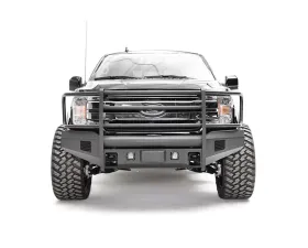 Fab Fours 2018-2022 Ford F-150 Black Steel Elite Full Grill Guard Front Bumper w/Tow Hooks