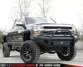 Fab Fours 15-18 Chevrolet HD Front Elite Ranch Bumper w/Pre-Runner Guard (2500 - 3500) w/Tow Hooks Bare