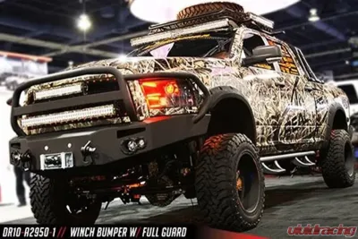 Fab Fours 10-18 Dodge Heavy Duty Front Winch Bumper w/Full Grill Guard Bare - DR10-A2950-B