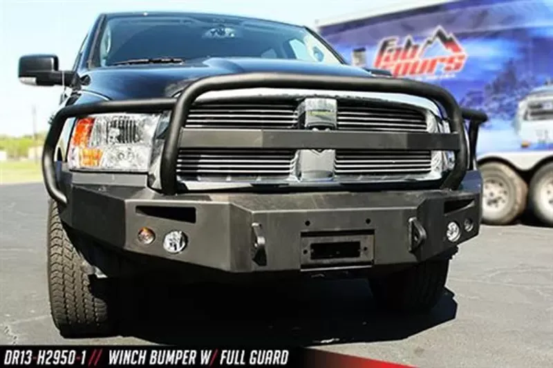 Fab Fours 13-18 Ram 1500 Front Winch Bumper w/Full Grill Guard - DR13-H2950-1