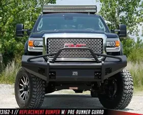 Fab Fours 15-18 GMC HD Front Elite Ranch Bumper w/Pre-Runner Guard (2500 - 3500) w/Tow Hooks Bare