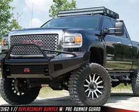 Fab Fours 15-18 GMC HD Front Ranch Bumper w/Pre-Runner Guard (2500 - 3500) w/Tow Hooks Bare