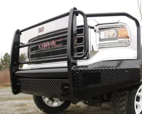 Fab Fours 07-13 GMC 1500 Black Steel Full Grill Guard Front Bumper w/Tow Hooks