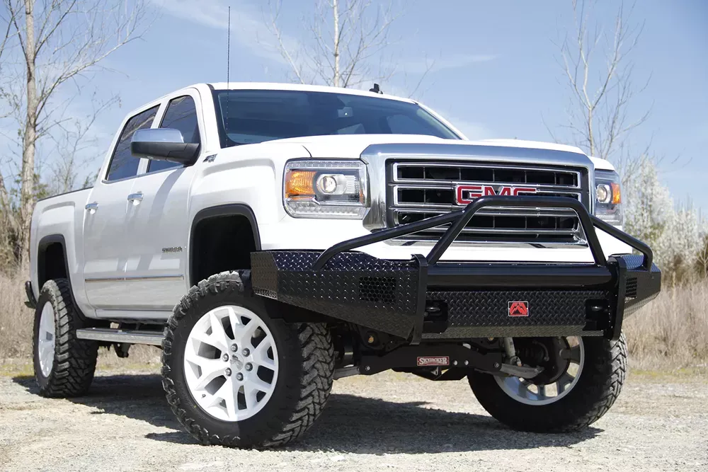Fab Fours 07-13 GMC 1500 Black Steel Pre-Runner Front Bumper w/Tow Hooks - GM07-K2162-1