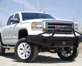 Fab Fours 07-13 GMC 1500 Black Steel Pre-Runner Front Bumper w/Tow Hooks