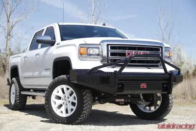 Fab Fours 07-13 GMC 1500 Black Steel Pre-Runner Front Bumper w/Tow Hooks - GM07-K2162-1
