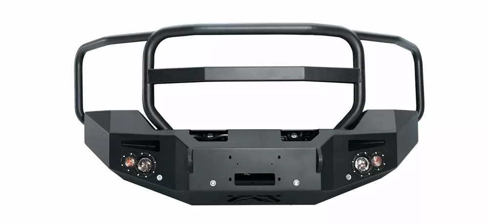 Fab Fours 15-18 GMC HD 2500-3500 SENSOR Front Winch Bumper w/Full Grill Guard - GM14-C3150-1