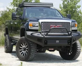 Fab Fours 15-18 GMC HD Front Elite Ranch Bumper w/Pre-Runner Guard (2500 - 3500) w/Tow Hooks