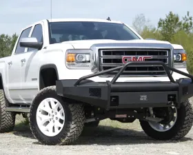 Fab Fours 14-15 GMC 1500 Black Steel Elite Pre-Runner Front Bumper Guard Front Bumper w/Tow Hooks