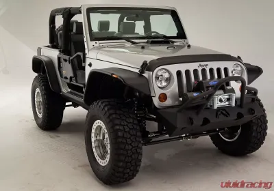 Fab Fours 07-18 Jeep Wrangler JK Hardcore Stubby Front Winch Bumper w/Grill Guard - JK07-B1854-1