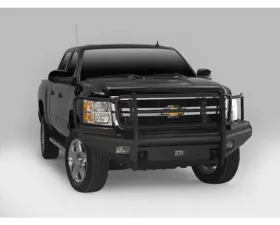Fab Fours 07-13 Toyota Tundra Black Steel Full Grill Guard Front BumperBare w/Tow Hooks