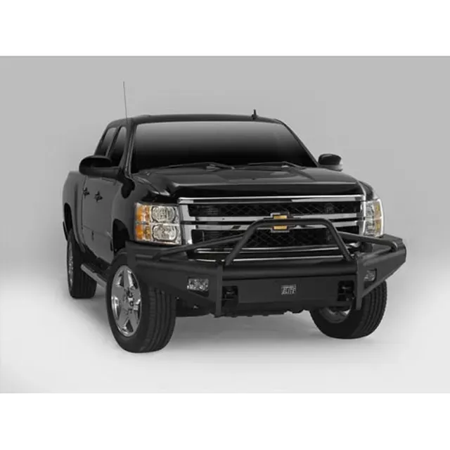 Fab Fours 07-13 Toyota Tundra Black Steel Elite Pre-Runner Front Bumper Guard Front Bumper w/Tow Hooks Bare - TT07-R1862-1