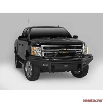 Fab Fours 07-13 Toyota Tundra Black Steel Elite Pre-Runner Front Bumper Guard Front Bumper w/Tow Hooks Bare - TT07-R1862-1