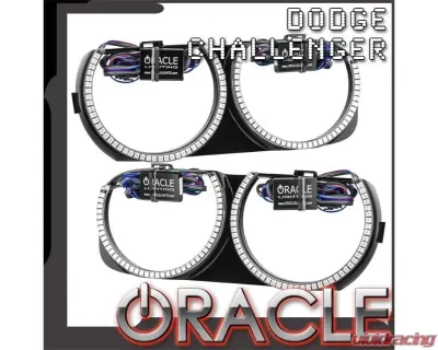 Oracle Lighting Pre-Installed Halo Headlight Bezels Red Color Dodge Challenger 2015-2023 - 7739-003