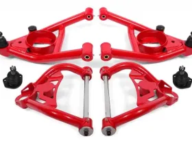 BMR Suspension A-arm Kit Upper AA017R Lower AA016R Red Buick Grand Sport | Skylark | Chevrolet El Camino | Chevelle | Malibu | Monte Carlo | Oldsmobile Cutlass | 442 | Pontiac LeMans | GTO 1964-1972