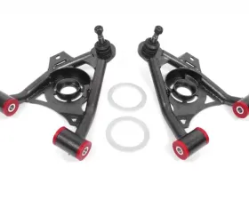 BMR Suspension Spring Pocket Non-adjustable A-arms Lower Polyurethane Bushings Tall Ball Joint Black Ford Mustang 1979-1993