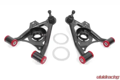 BMR Suspension Spring Pocket Non-adjustable A-arms Lower Polyurethane Bushings Tall Ball Joint Black Ford Mustang 1979-1993 - AA037H
