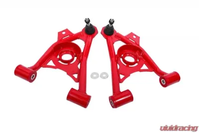 BMR Suspension Spring Pocket A-arms Lower Non-adjustable Poly Std Ball Joint Red New Edge | SN95 Ford Mustang 1994-2004 - AA040R