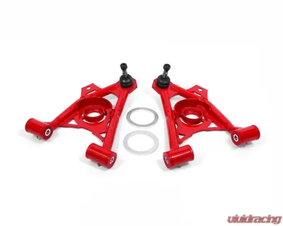 BMR Suspension Spring Pocket A-arms Lower Non-adjustable Poly Tall Ball Joint Red New Edge | SN95 Ford Mustang 1994-2004 - AA043R