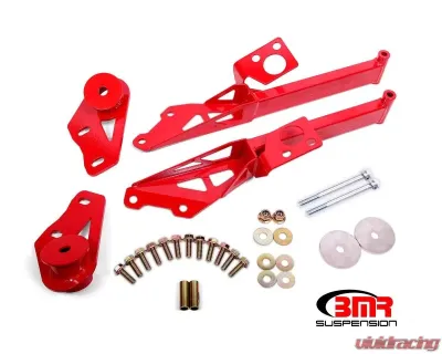 BMR Suspension IRS Subframe Support Brace System - Red Ford Mustang 2015-2022 - CB762R