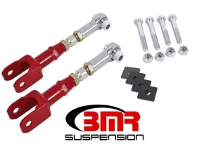 BMR Suspension Toe Rods Rear Rod Ends On-Car Adjustable Red Ford Mustang 2015-2022