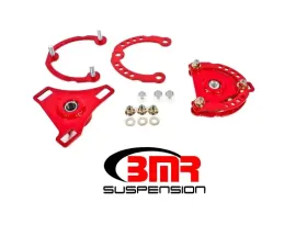 BMR Suspension Caster Camber Plates - Red Ford Mustang 2015-2022