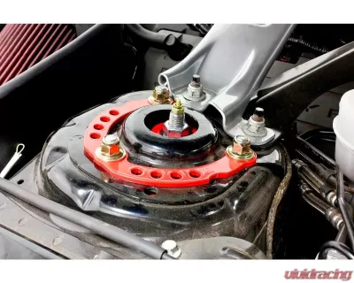 BMR Suspension Caster Camber Plates - Red Ford Mustang 2015-2022 - CP001R