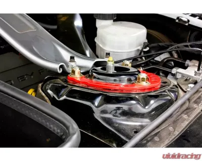 BMR Suspension Caster Camber Plates - Red Ford Mustang 2015-2022 - CP001R