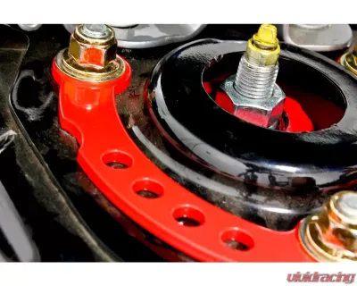 BMR Suspension Caster Camber Plates - Red Ford Mustang 2015-2022 - CP001R