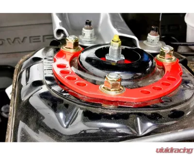 BMR Suspension Caster Camber Plates - Red Ford Mustang 2015-2022 - CP001R