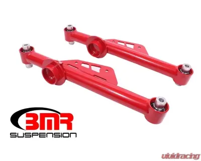 BMR Suspension Lower Control Arms Spherical Bearings DOM Non-adjustable Red Ford Mustang 1979-1998 - TCA016R