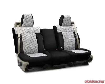 Coverking Custom Seat Covers 1 Row Neosupreme Chrome Diamond Plate with Black Sides Front Lexus RX350L | RX450hL 2018-2021 - CSC2PD02LX9427