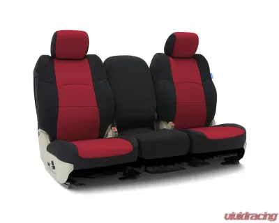 Coverking Custom Seat Covers 1 Row Neoprene Red | Black Sides Front Mazda MX-5 Miata 2006-2008 - CSCF2MA7111